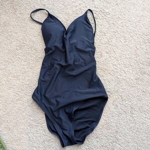 aerie Navy V‑Neck One‑Piece Swimsuit